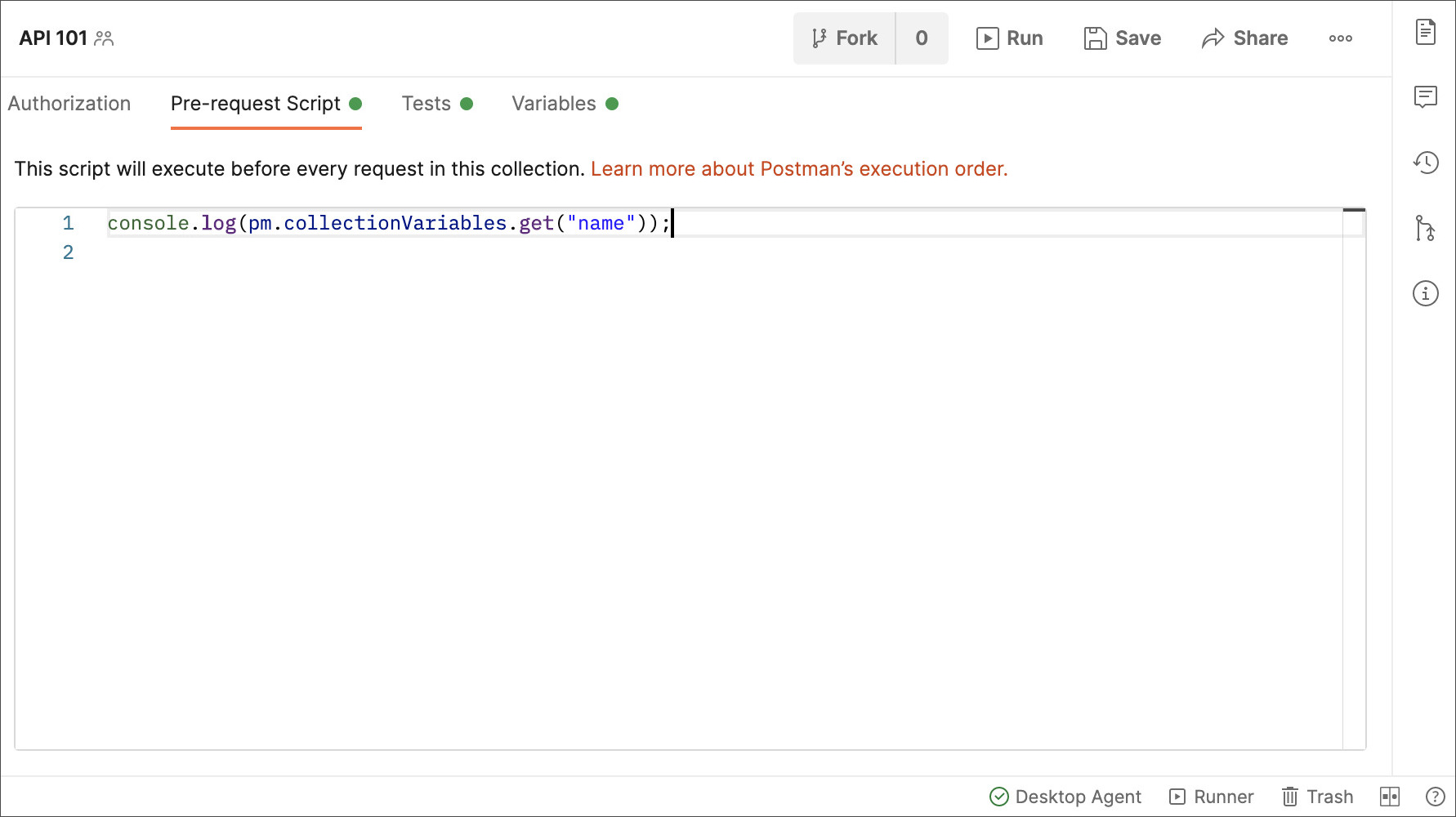 Collection pre request script